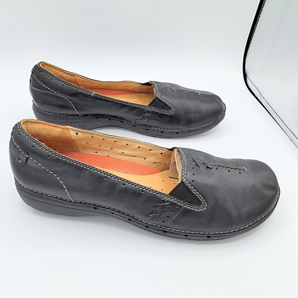 Clarks Unstructured Soft Black Leather Slip-on Loafer Size 9W - Picture 14 of 15